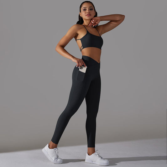 Beauty Back Sling Sports Bra High Waist Hip Lift Tights Suit