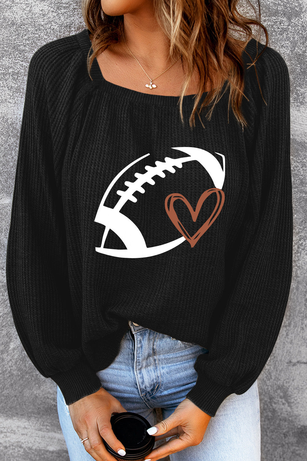 Football Graphic Ribbed Top