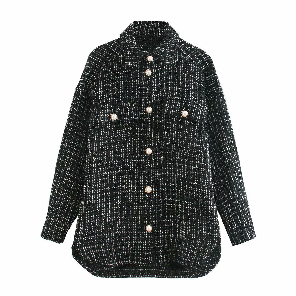 Women vintage oversize plaid long shirts autumn