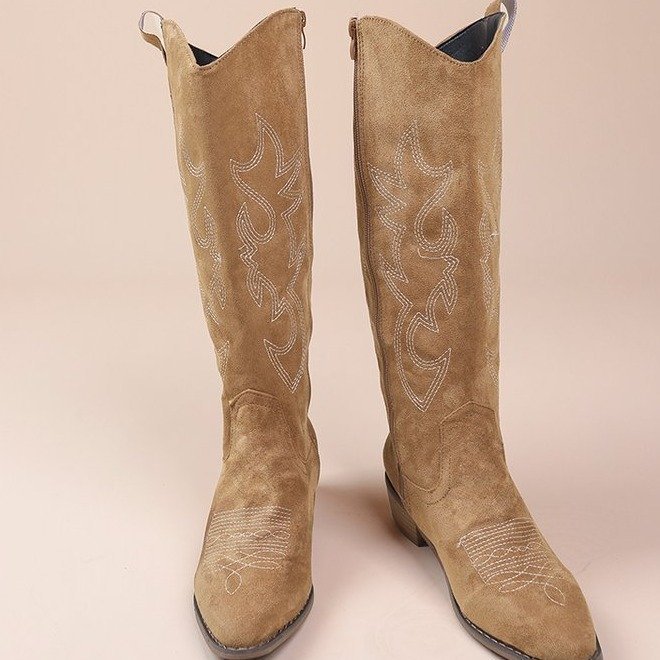 Vintage Embroidered V Cut Martin Boots For Women