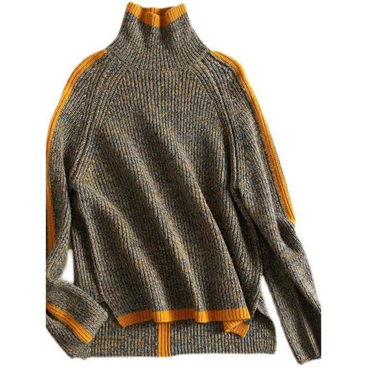 Suéter de cuello alto para mujer grueso retro otoño invierno