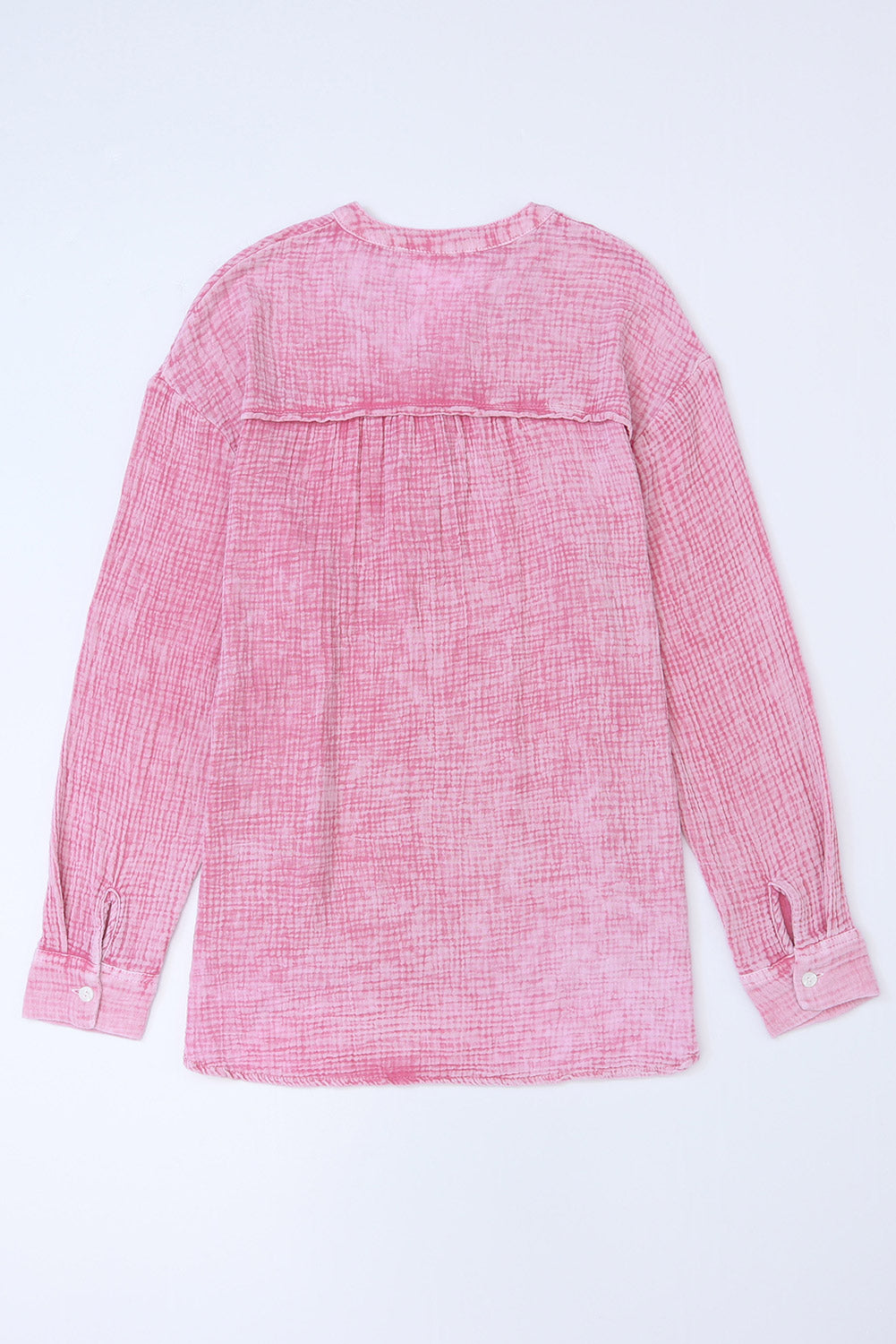 Haut Henley ample texturé rose froissé