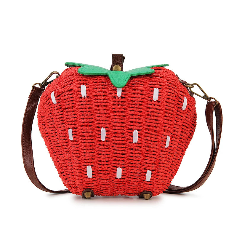 Sac tissé à la mode pour femme avec fraises