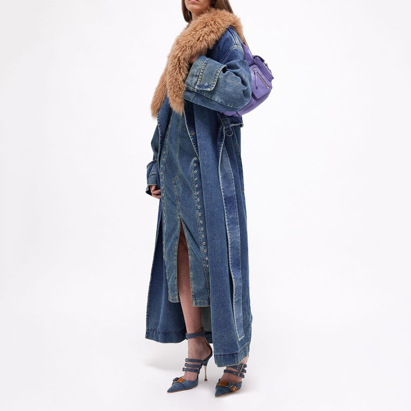 Trench-coat en denim tendance pour femme