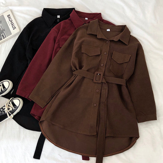 Corduroy long sleeve dress