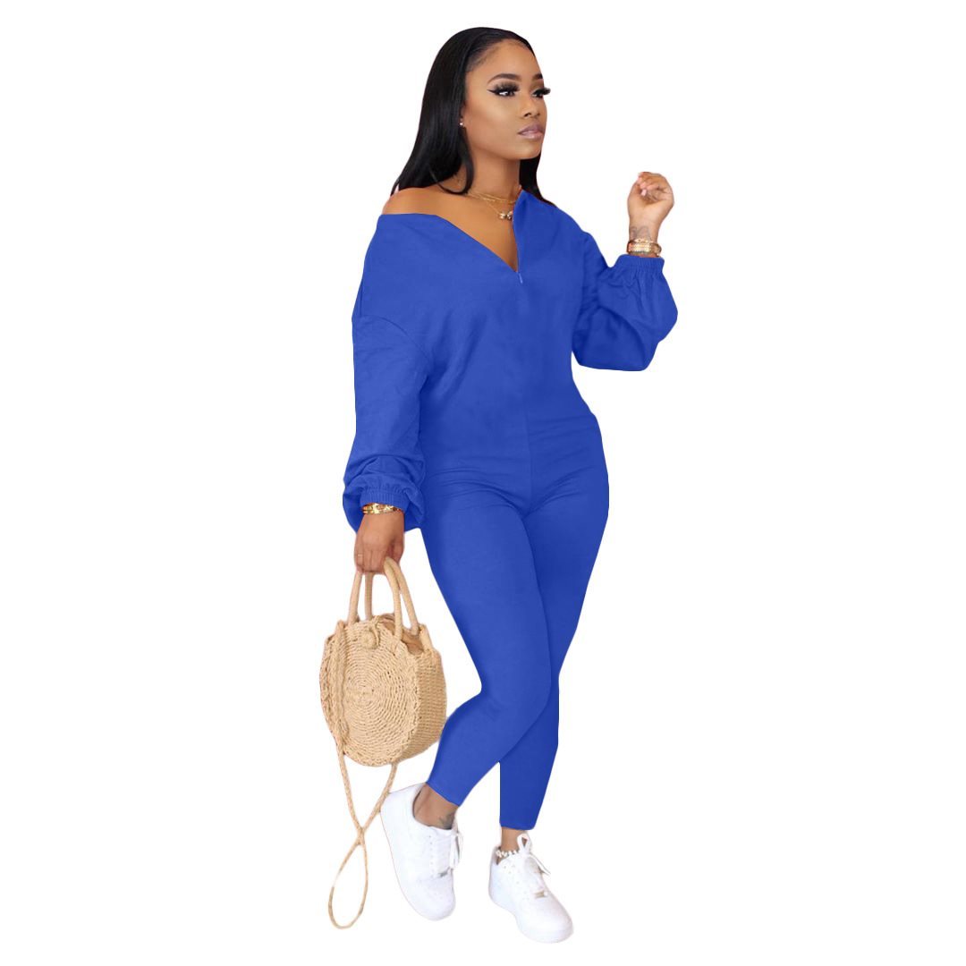 Women's Casual Loose Jumpsuit With Sloping Shoulders