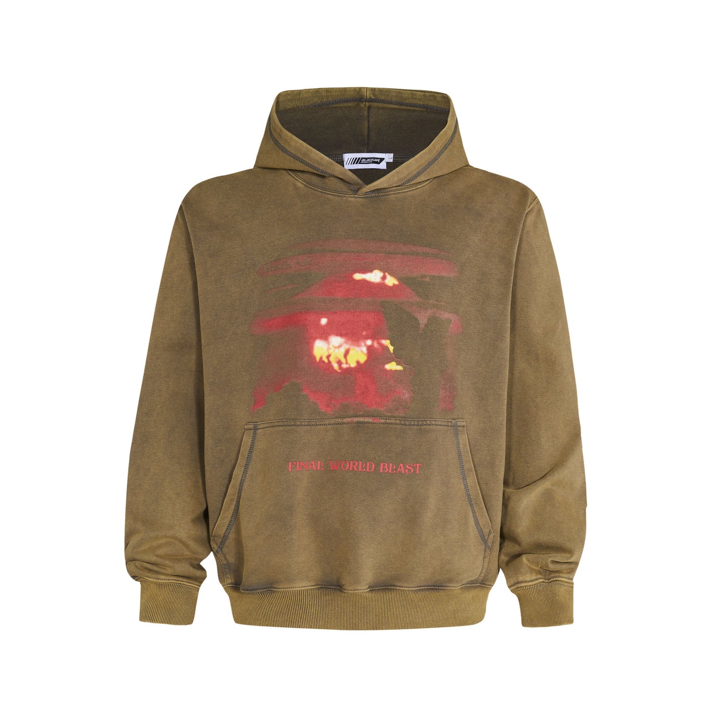 Autumn Sunset Printed Washed And Worn Hooded Sweater