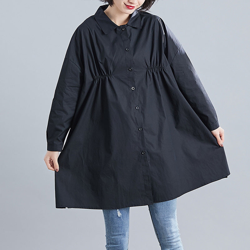 Art show thin loose casual long cotton shirt