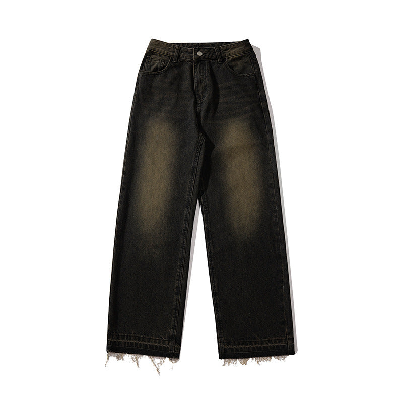 Yellow Mud Men's And Women's Loose American Retro Jeans