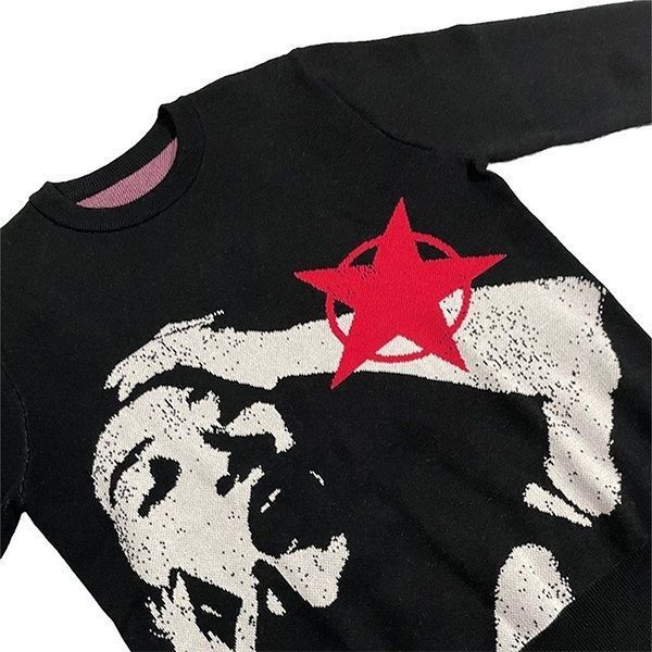 Autumn Winter Y2g Portrait Streetwear Harajuku Knitted Gothic Punk Sweater