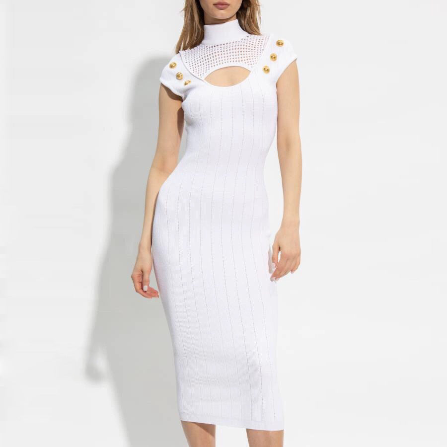 Fashion Hollowed-out Knitted Dress Women