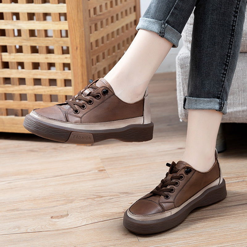 Women's Fashionable Retro Flat Heel Low-top Shoes