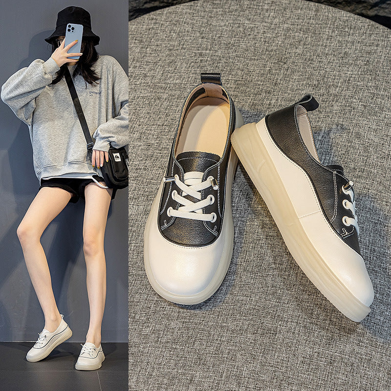 First Layer Cowhide Board Shoes Retro Female Soft Bottom Women's Shoes