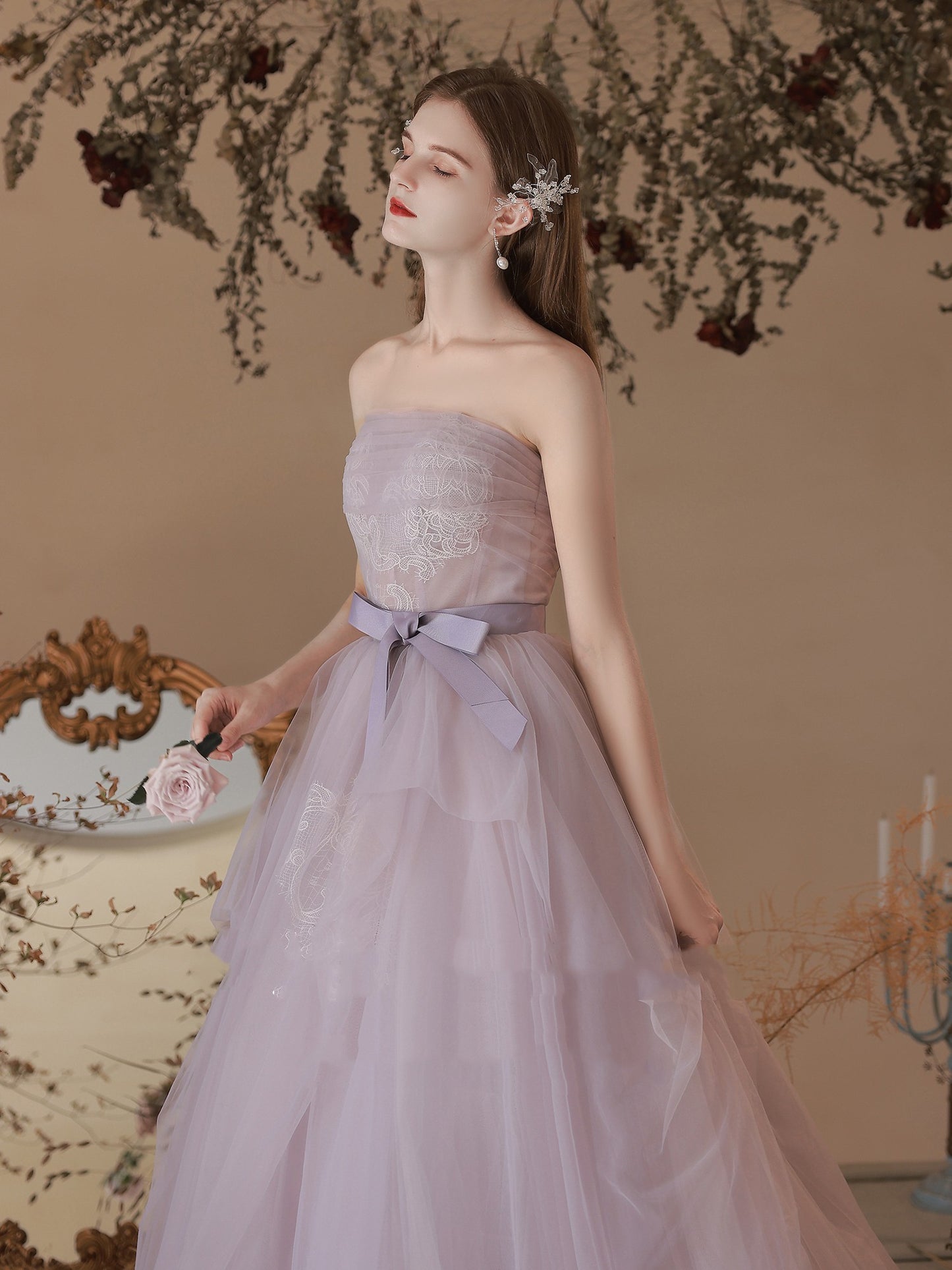 Dinner Party Purple Tube Top Dress Bridal Gown