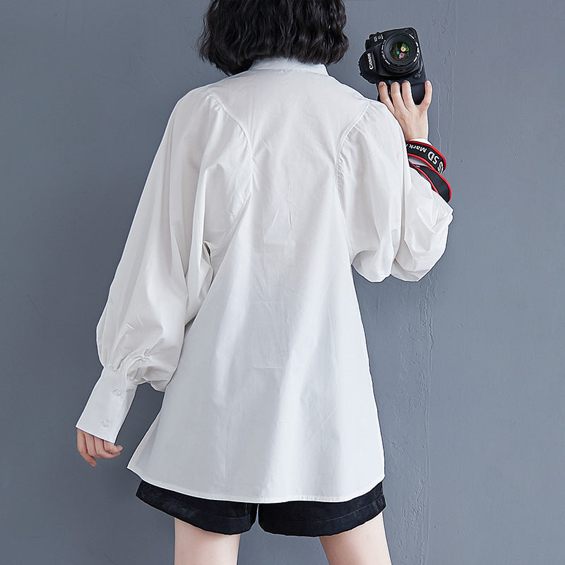 All-match Fat mm Loose Korean Long-sleeved Shirt Women