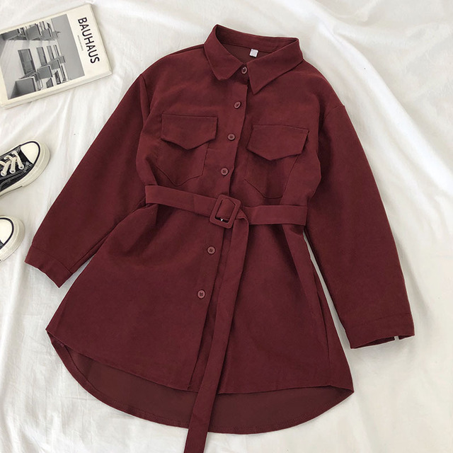 Corduroy long sleeve dress