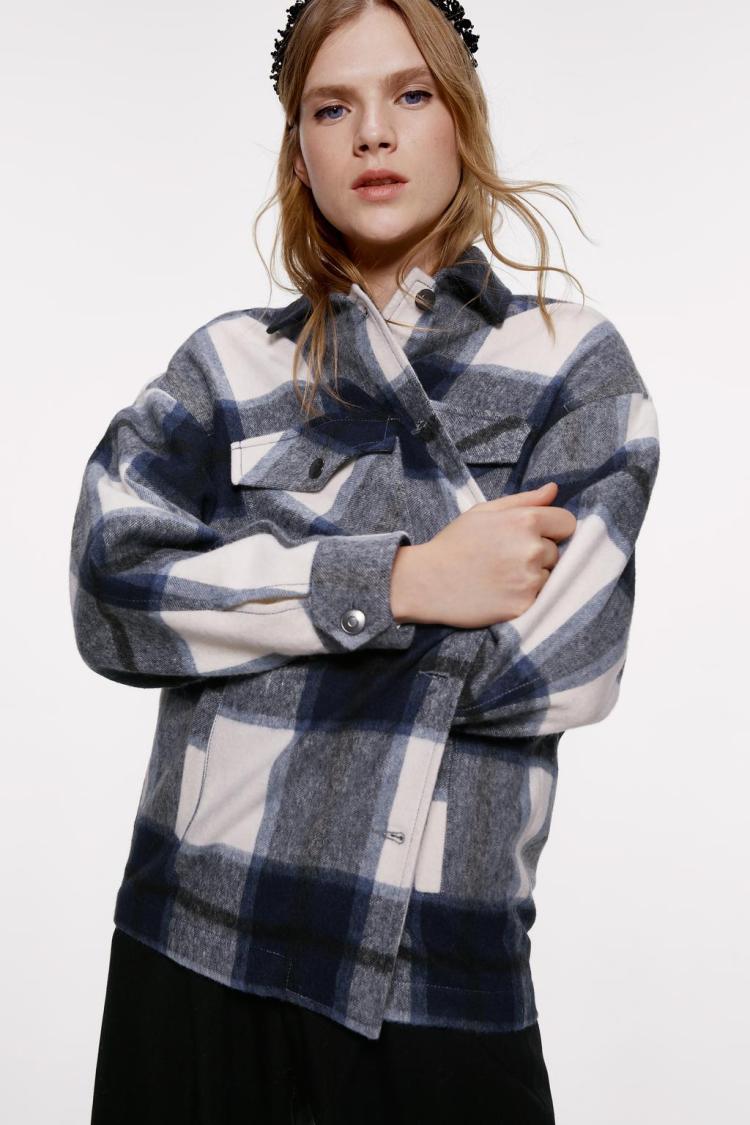 Fashionable loose slim cotton plaid shirt