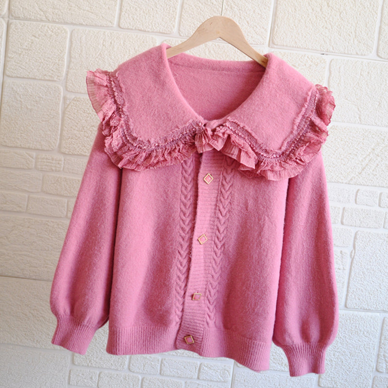 Doll collar knitted sweater