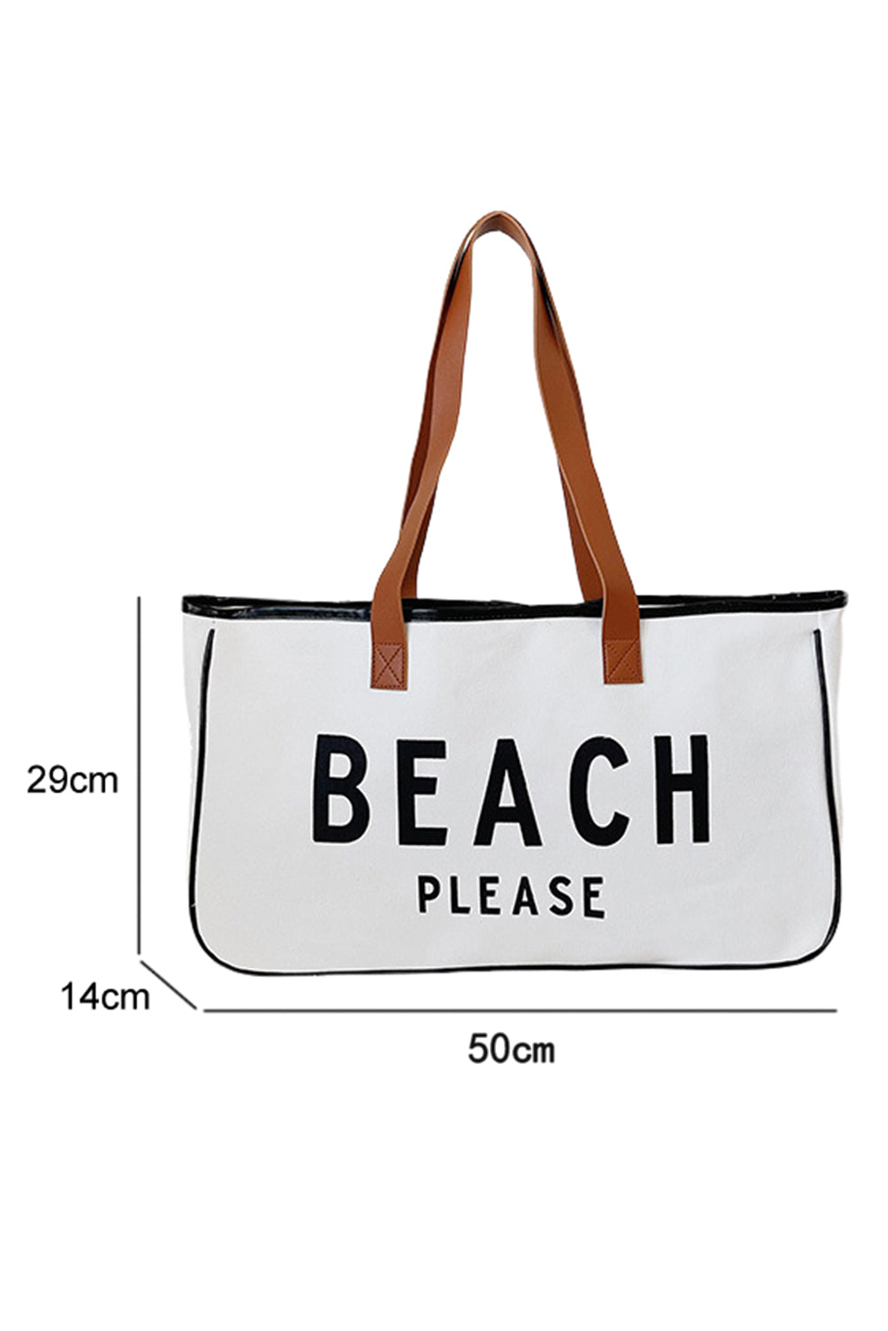 Bolsa tote de lona grande blanca con estampado PLAYA POR FAVOR