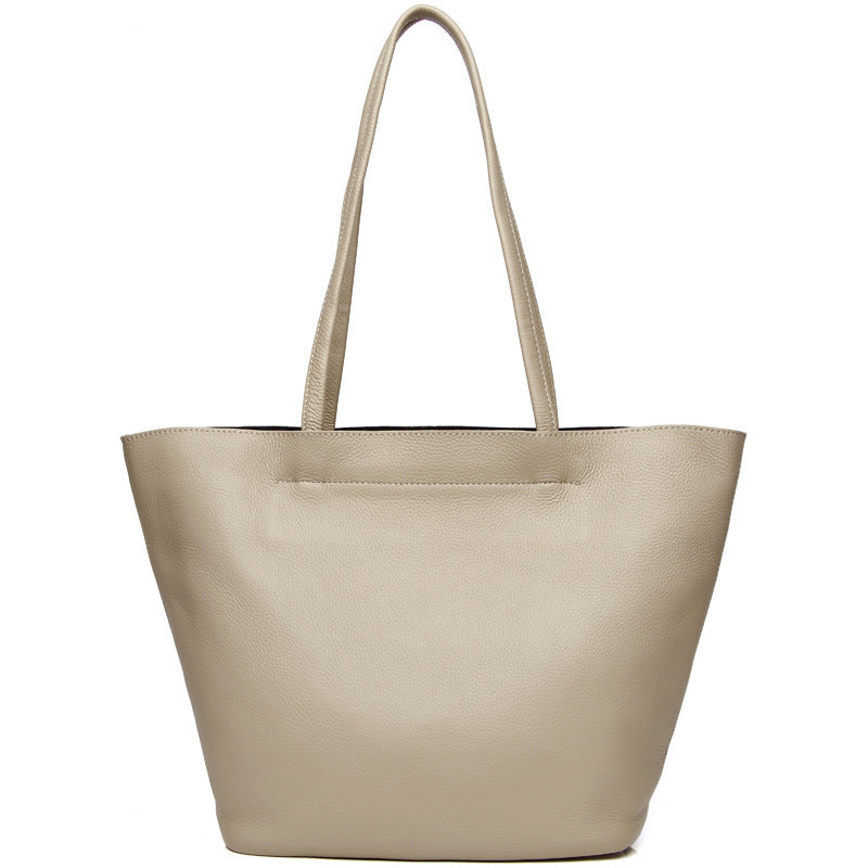 Take A Simple Large-capacity First Layer Cowhide One-shoulder Tote Bag