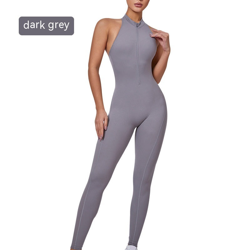 Ropa deportiva de yoga con cremallera y cuello alto para mujer