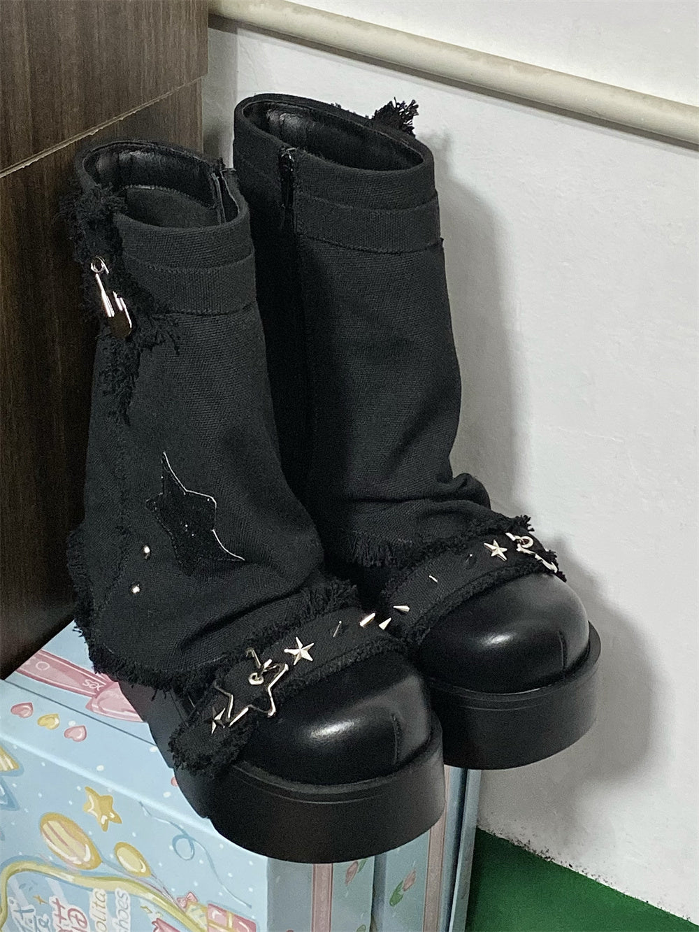 XINGX Bottes en toile à fond épais pour femme