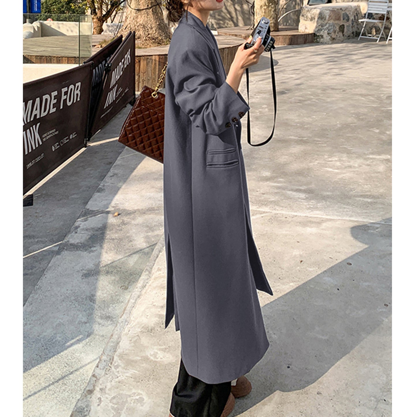 Trench-coat long pour femme, trench-coat classique, manteau d'extérieur pour femme de style britannique, veste élégante pour femme, vêtements de printemps