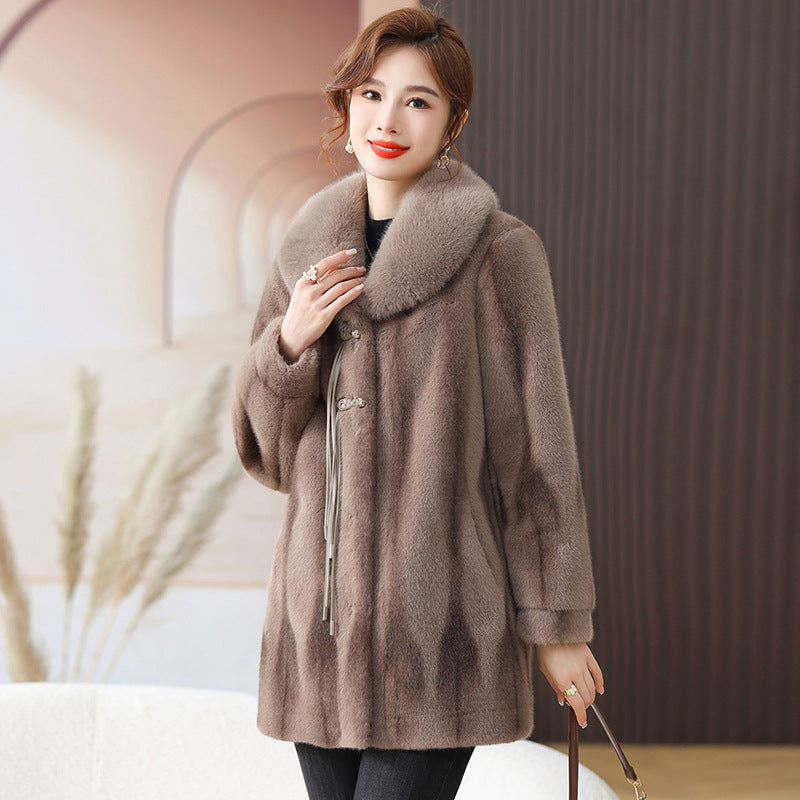 Women's Fashionable Temperament Warm Imitation Mink Coat