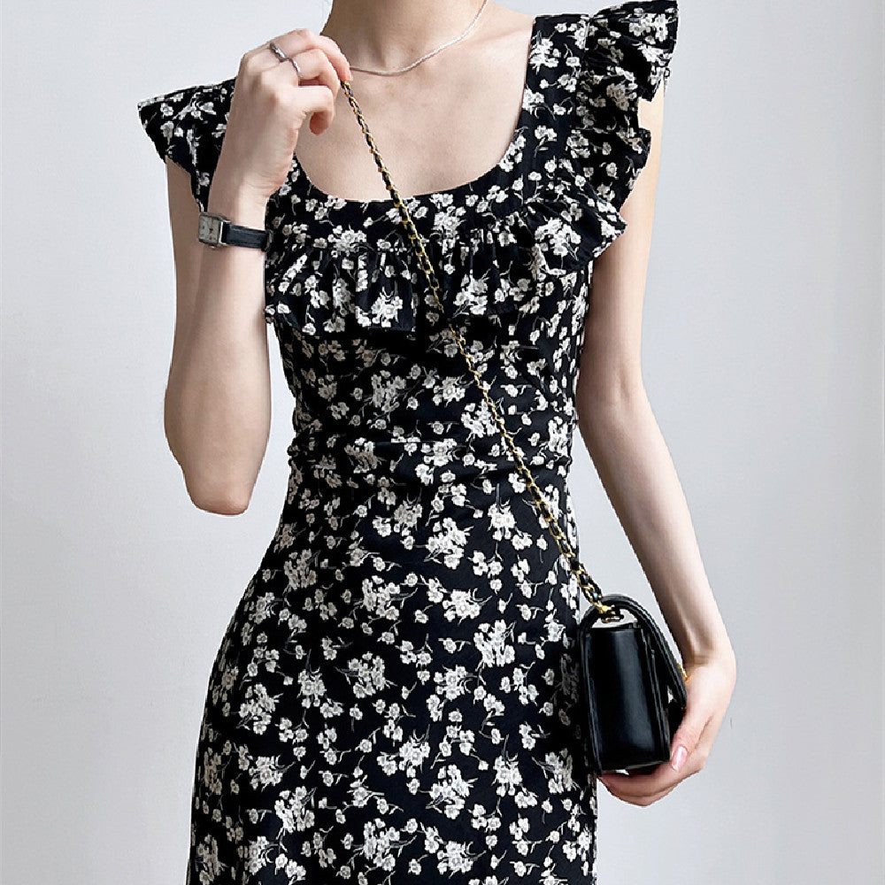 Fashion Personality Ruffled Floral Dress Women