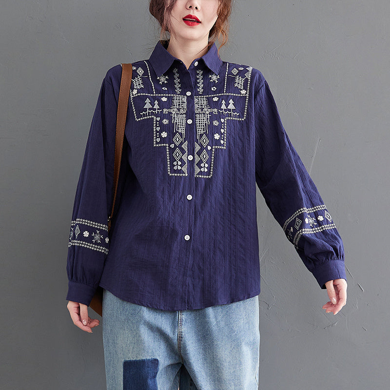 Fat Women's Long-sleeved Loose-fitting Shirt Plus Size Women's Clothing