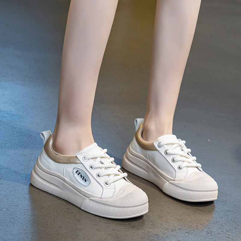 Women's First Layer Cowhide New Single Layer Shoes White Shoes