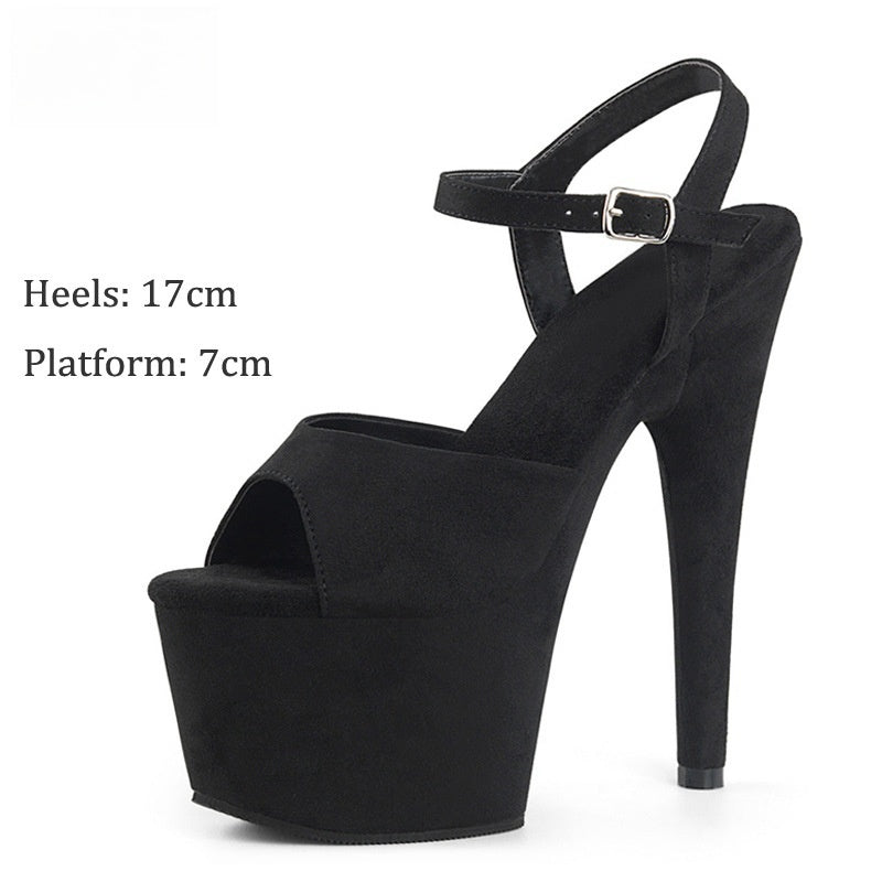 Sandales à talons hauts en daim de 17 cm, modèle Catwalk