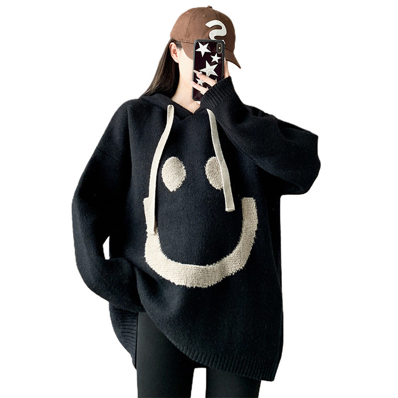 All-match Casual Smile Hooded Sweater