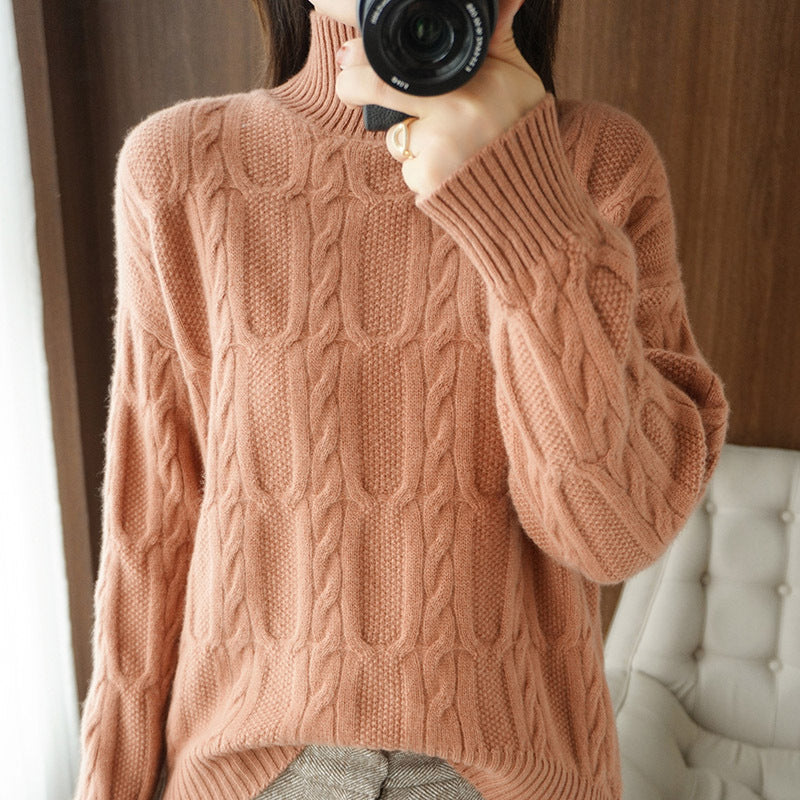 Women's Autumn And Winter Pullover High Collar Woolen Sweater