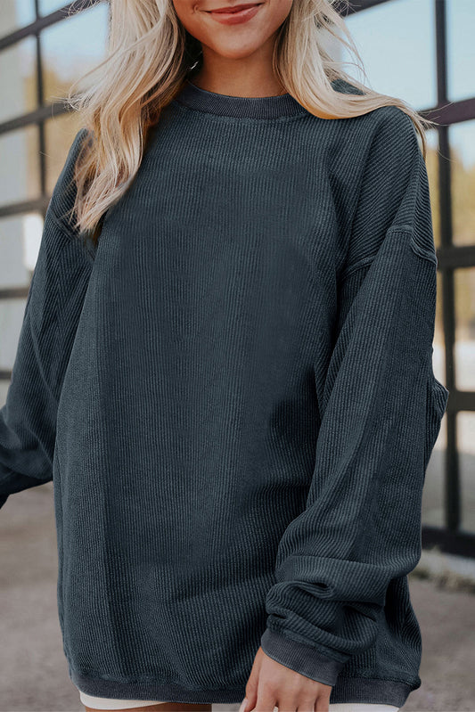 Sudadera extragrande con cordón de canalé gris oscuro