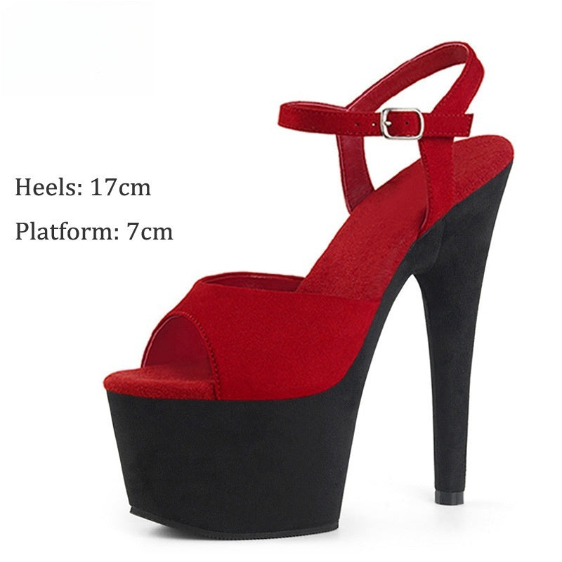 Sandales à talons hauts en daim de 17 cm, modèle Catwalk