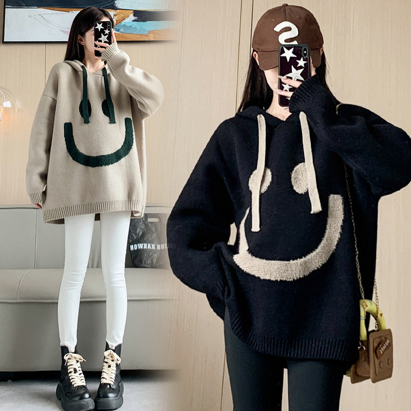 All-match Casual Smile Hooded Sweater