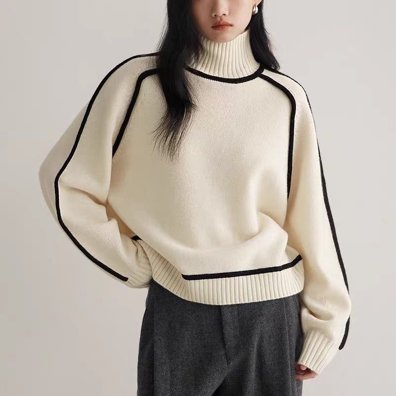 Autumn And Winter Half Turtleneck Three-dimensional Casual Loose Pullover Knitted Sweater