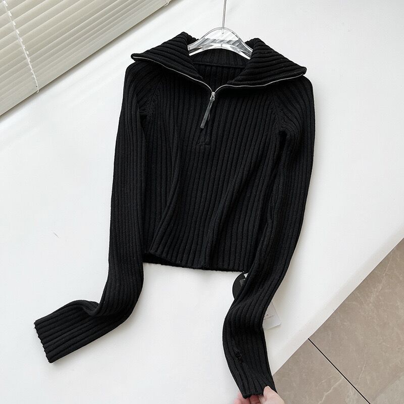 Turtleneck Wool Knitted Top Short Slim Fit