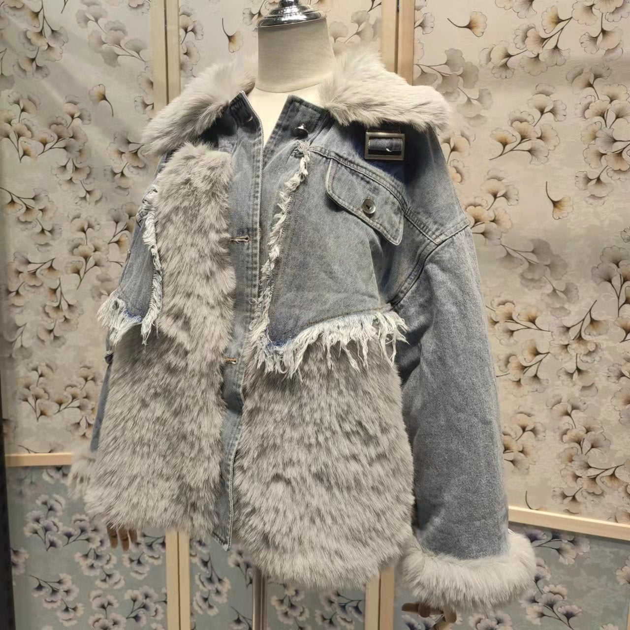 Women's Environmental Fur Coat Denim Parka