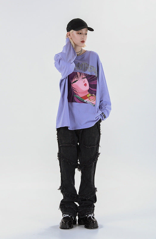 Anime girl avatar print long sleeve