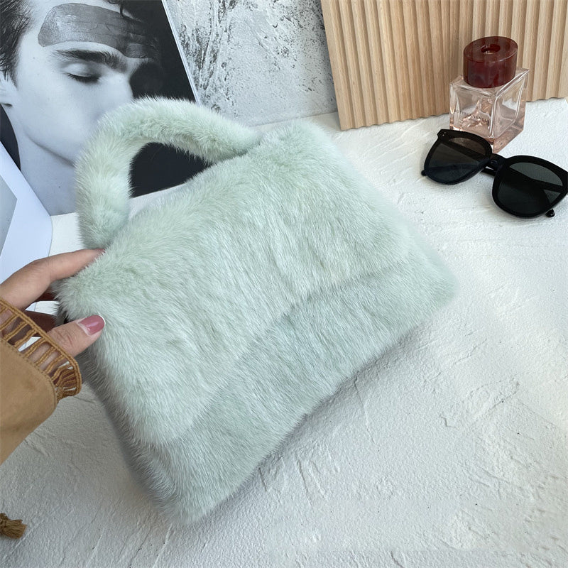 Women's Mink Fur Hourglass Wrapped Fur Clutch