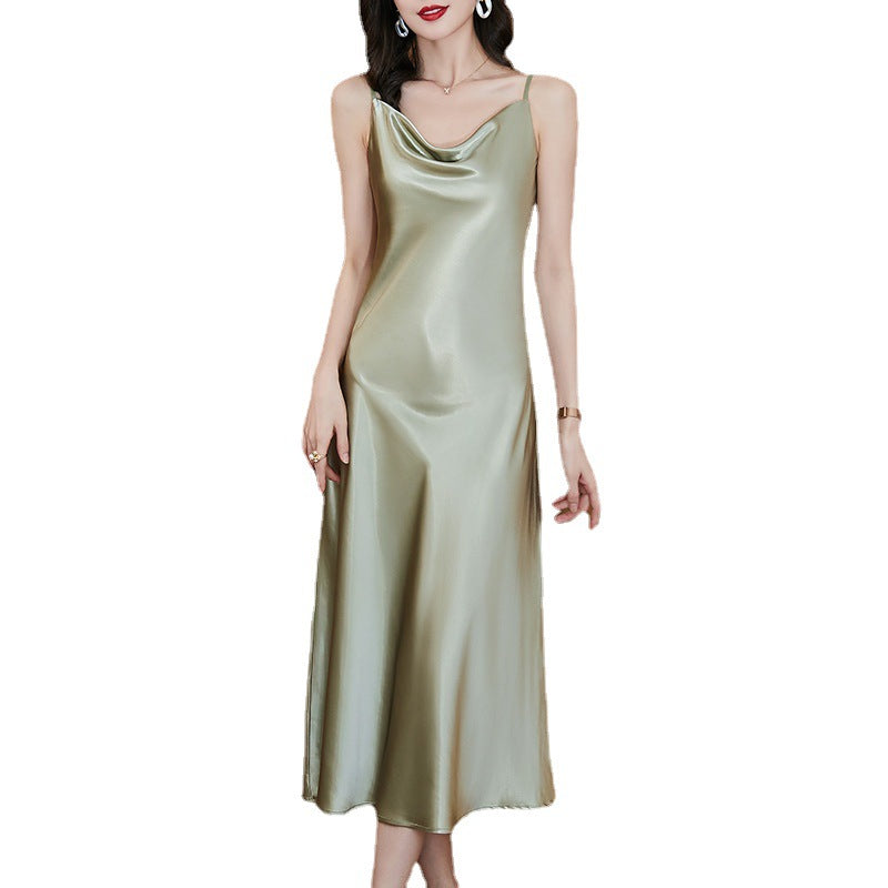 Robe d'été en satin de soie grande taille pour femme