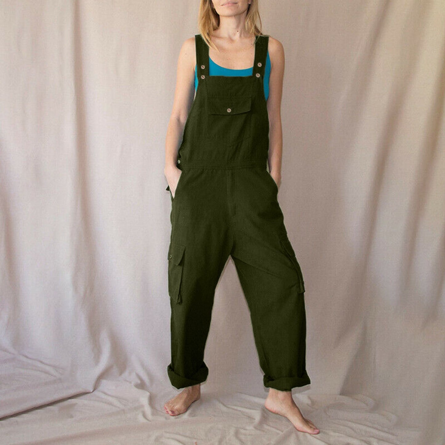 Women's Casual Multi-pocket Cargo Overalls