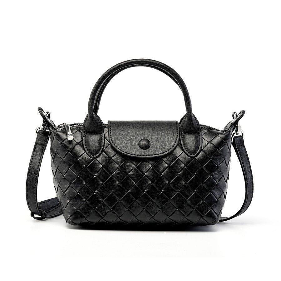 Fashion Cattlehide Leather Woven Leather Handbag