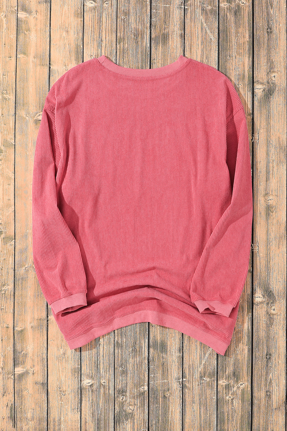 Strawberry Pink Ribbed Corded Oversized Sweatshirt