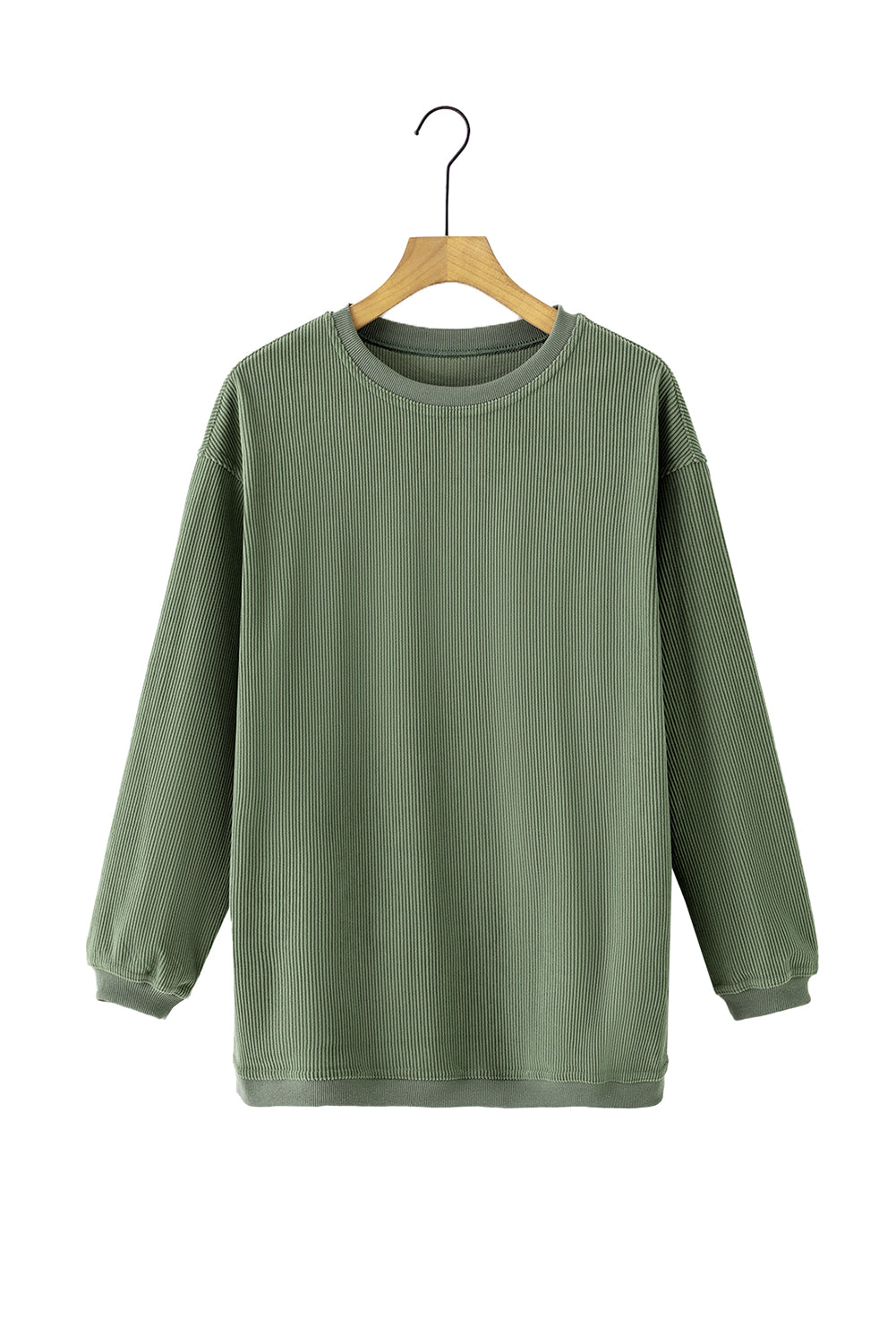 Sweat-shirt surdimensionné vert côtelé en cordon