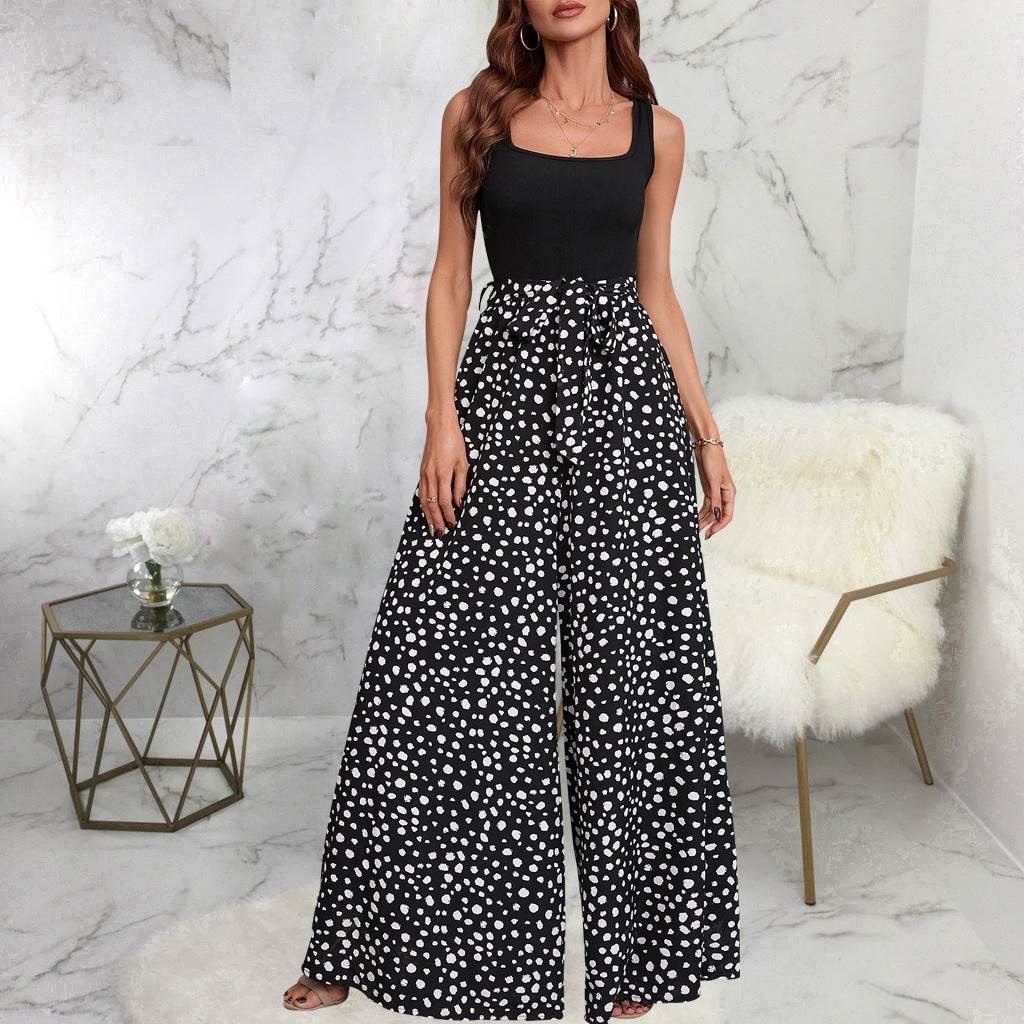 Women's Color Polka-dot Cinched Slimming Trousers