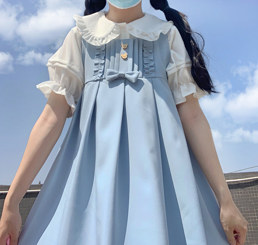 Basic Short-sleeved Shirt With Fungus Edge And Doll Collar