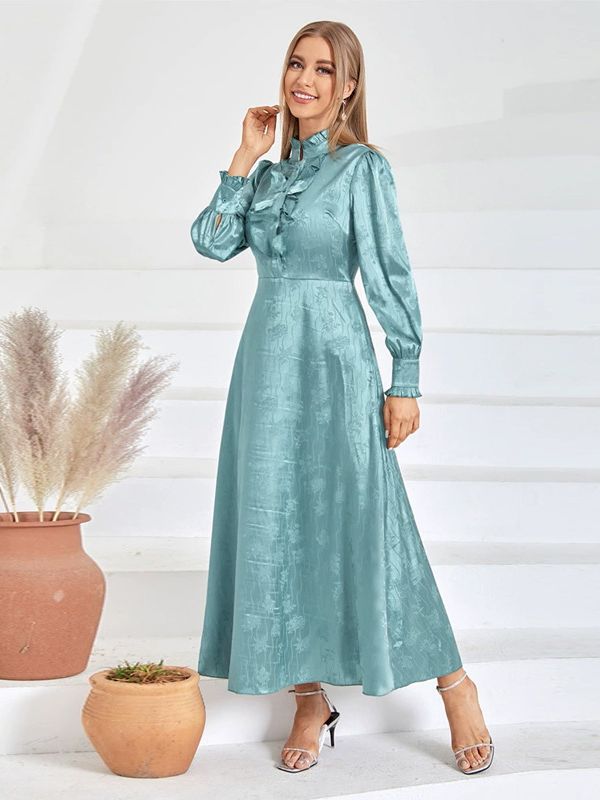 Robe longue décontractée à col roulé, mode automne